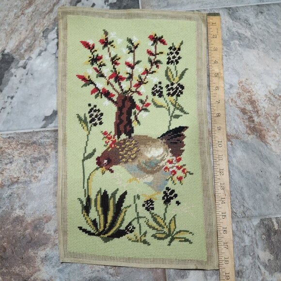 Handmade Finished Pair Completed Cross Stitch Rooster Hen Chicken Embroidery Unf - Picture 4 of 16